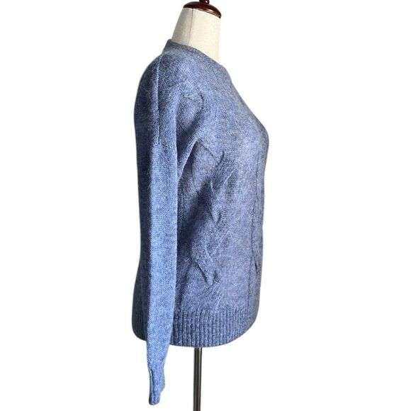 Vineyard Vines Blue Cable Knit Sweater XS Alpaca Merino Wool Blend Oversized Fit - Picture 3 of 11